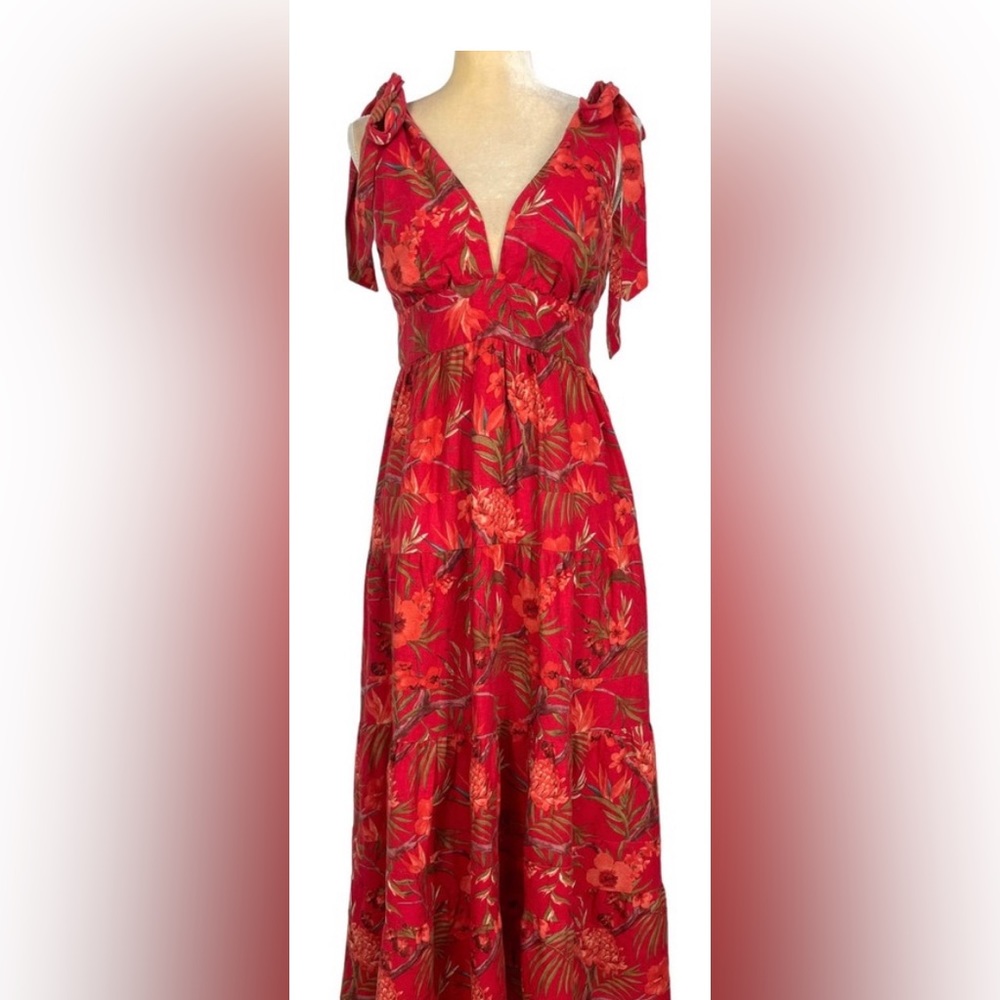 House of Harlow Hawaiian linen tiered maxi dress